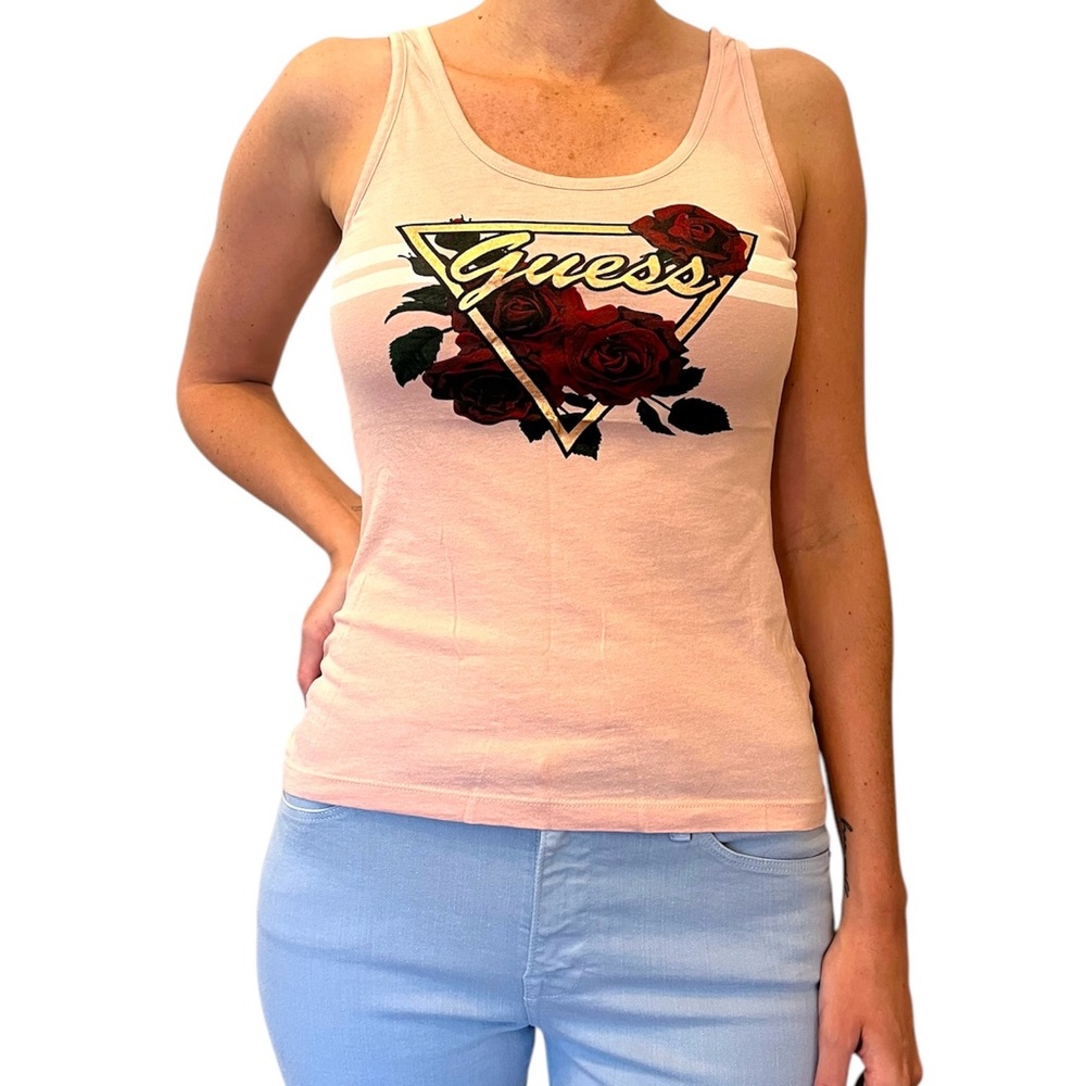 Guess Tank Top with Rose Design